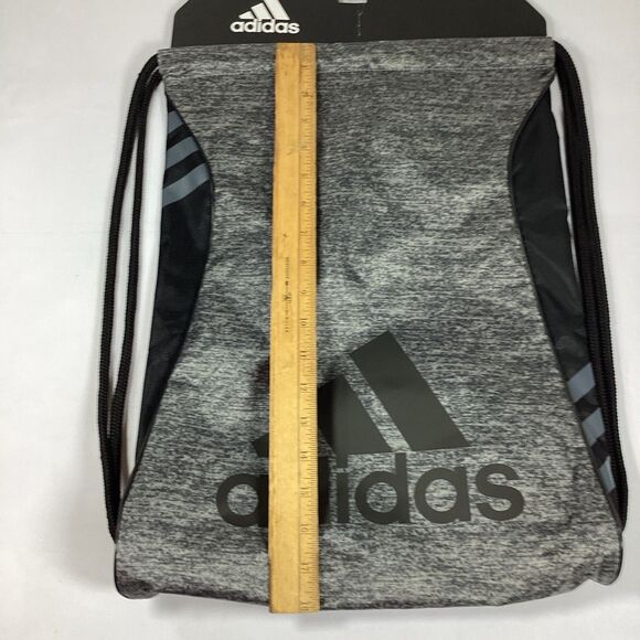 Adidas Cinch Sack Bag Drawstring Athletic Sports School Burst Sackpack Black New - Picture 7 of 8